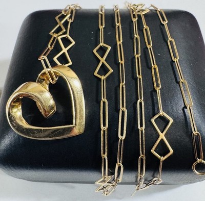 NEU 18K 750 feine echte saudische Gold Herz Liebe Set Halskette mit 31'' lang 8,3 g 5 mm