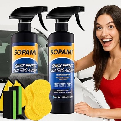 2 Pack Sopami Car Coating Spray Kit Waterless Ceramic Car Wax Polish 16.9 oz ea
