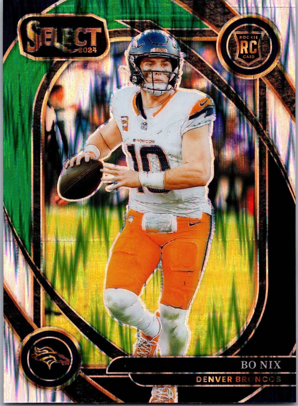 2024 Panini Select #221 Bo Nix Black & Green Prizm Shock