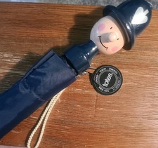 Vintage 1988 Black Totes Umbrella Wooden Doorman Handle