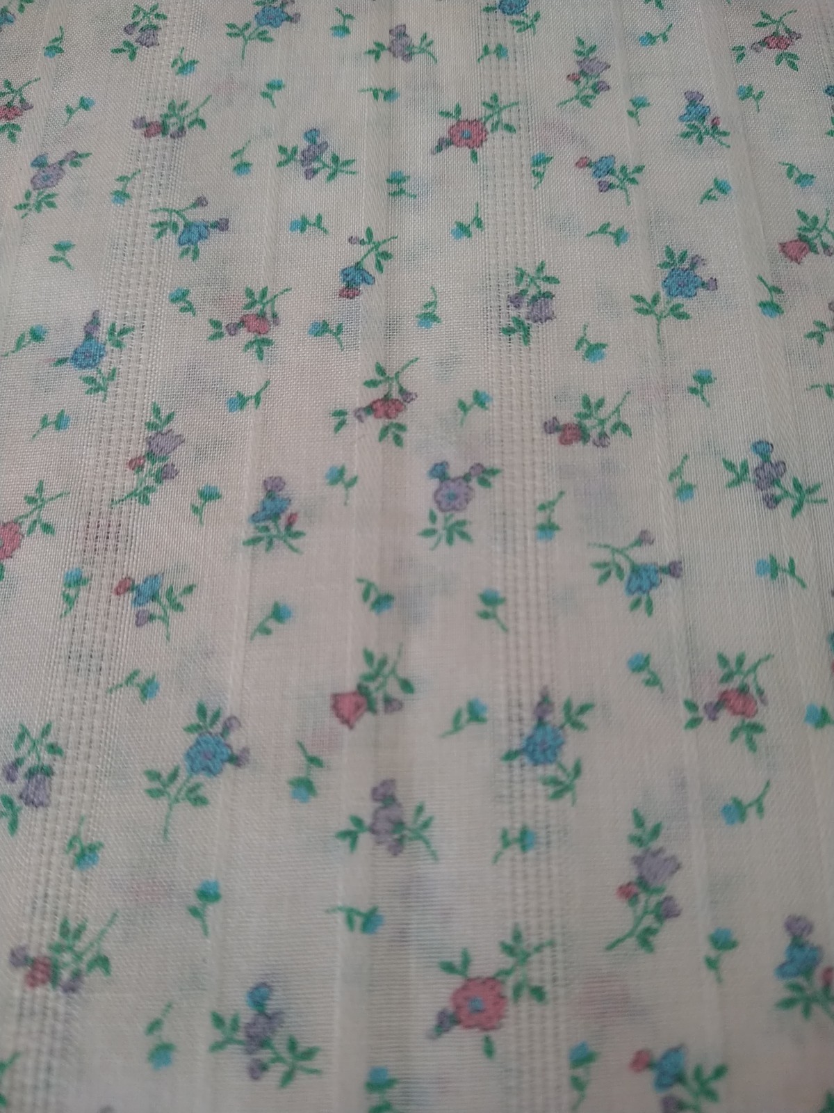 Vintage Wamsutta Dimity Tiny Pink Blue Florals on White Cotton Blend Fabric BTHY