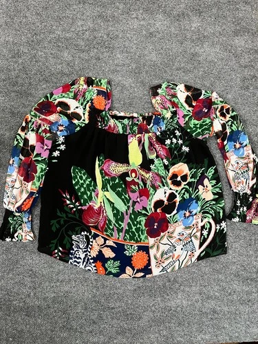 The Art of Antropologie Lil Sire Puff Sleeved  multicolor Floral Blouse Size M