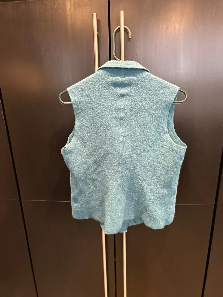 Chaleco de lana hervida Norm Thompson para mujer verde azulado Western Gorp Boho talla L Foto 2 de 4