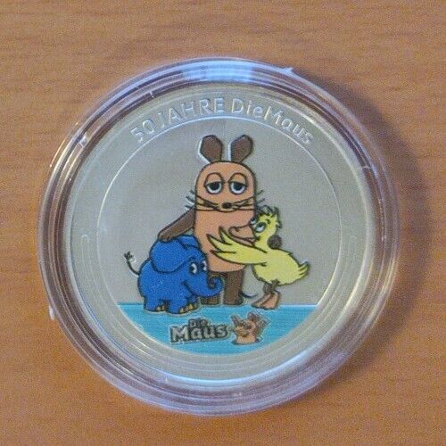 Silver * 50 years DieMaus * 333 encapsulated + CERTIFICATE / COLOR COIN for shipment - Picture 1 of 9