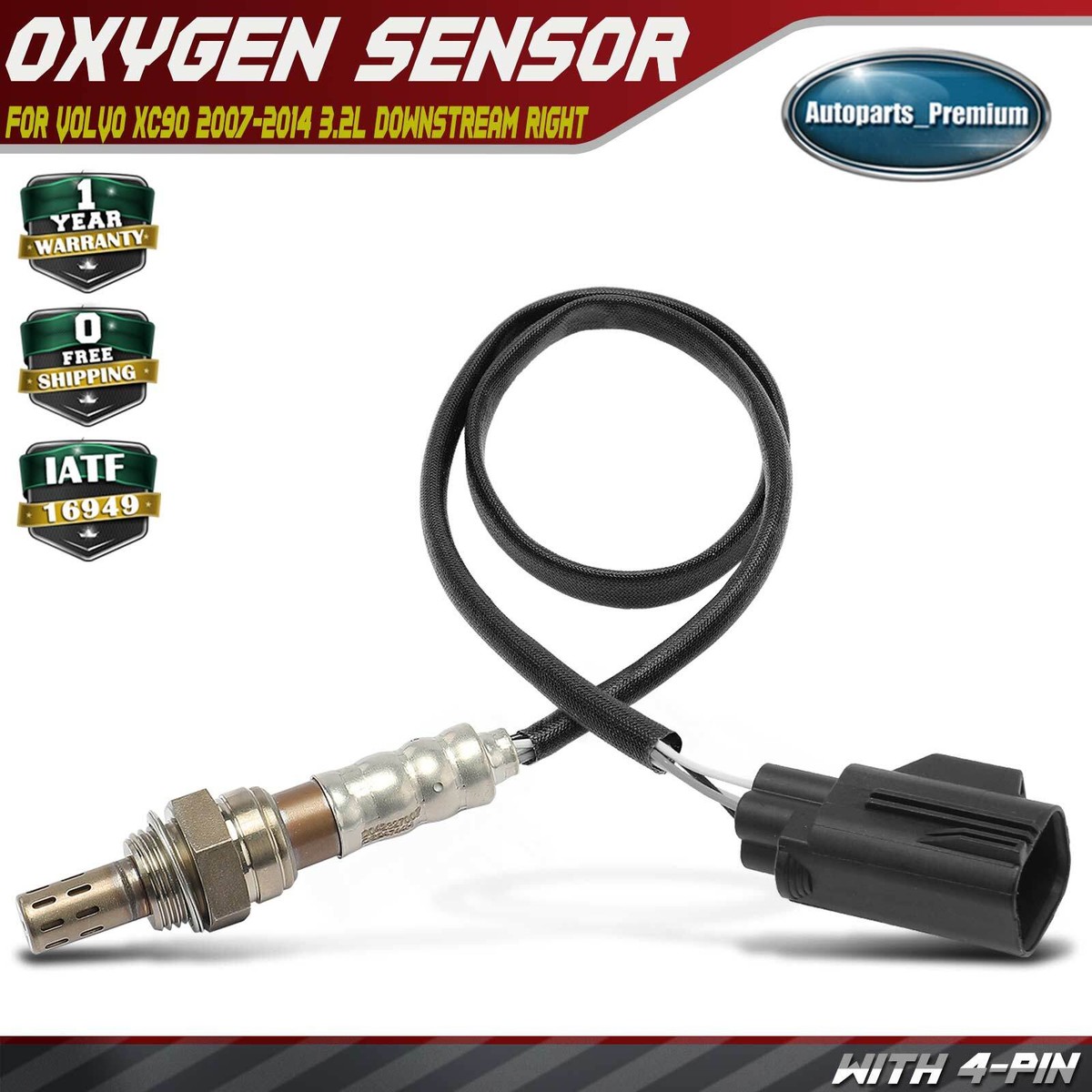 2x Downstream Left & Right O2 Oxygen Sensors For Volvo XC90 2007 2009–2014 3.2L – 4-Wire, Direct Fit