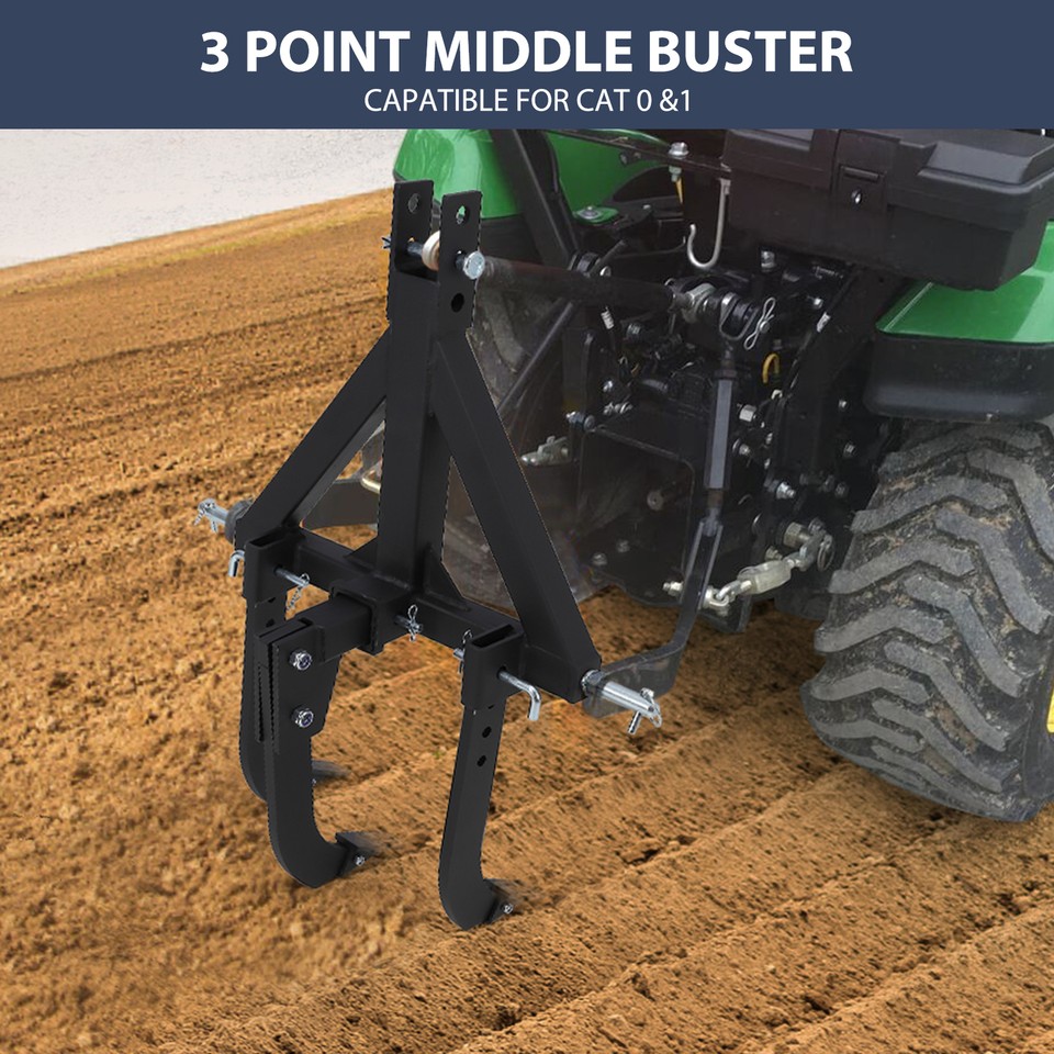 3-Point Middle Buster Plow for CAT0 CAT1 Tractors w/ 3 Adjustable ...