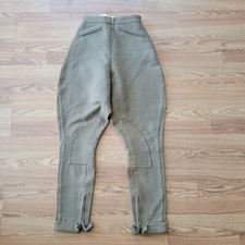 Vintage Horse Riding Pants Wool Side Zip Khaki Military