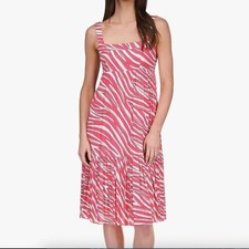 MICHAEL Michael Kors Dress Small Soft Zebra Midi NWT Straps Pink White