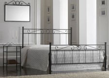 LETTO FERRO BATTUTO TEVERE PIAZZA E MEZZA NERO