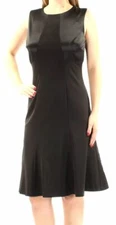 $195 Ralph Lauren Womens Black Solid Sleeveless Casual Fit & Flare Dress Size 8