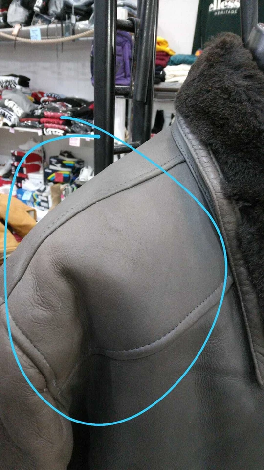 Abrigo de Piel Shearling Hombre Marrón Oscuro En Cuero Vintage Talla 52 Mon 170 - Imagen 3 de 4