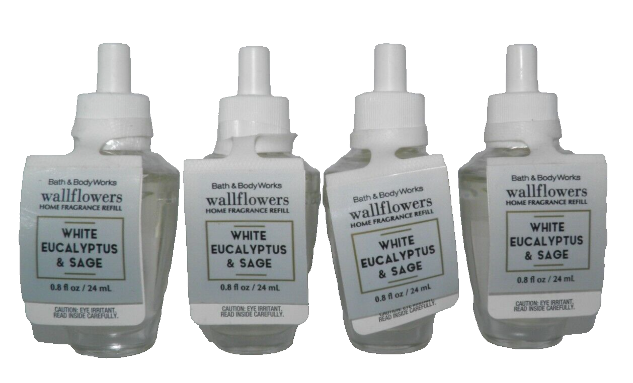 Bath & Body Works WHITE EUCALYPTUS & TEA WALLFLOWER REFILL BULB (4 PACK)