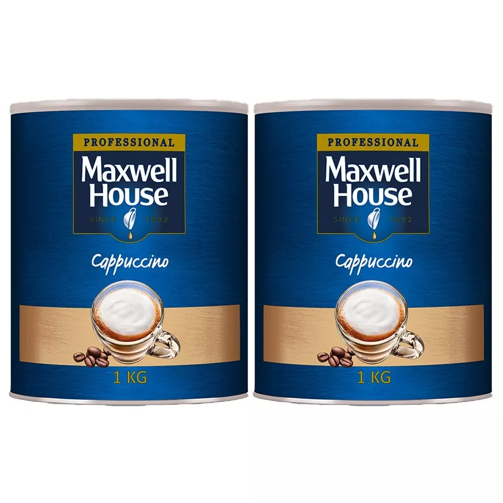 Maxwell House Cappuccino 2 x 1Kg Tins Instant Coffee Powder 146