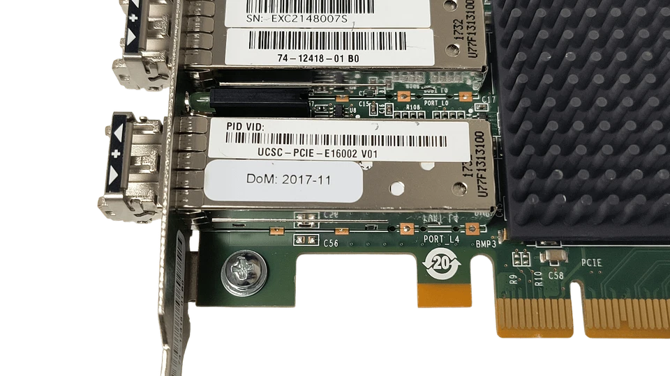 Cisco Emulex LPE 16002 Dual Port 16Gb HBA UCSC-PCIE-E16002 HH Bracket w/SFPs - Image 4 of 4