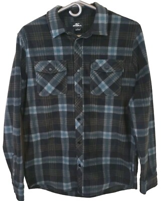 O'Neill Men's S Shirt Jacket Blue & Black Plaid 100% Polyester Schaket