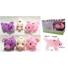 1pc Walking Moving Oinking Tail Wagging Plush Baby Mini Pig Piggy (Random Color)