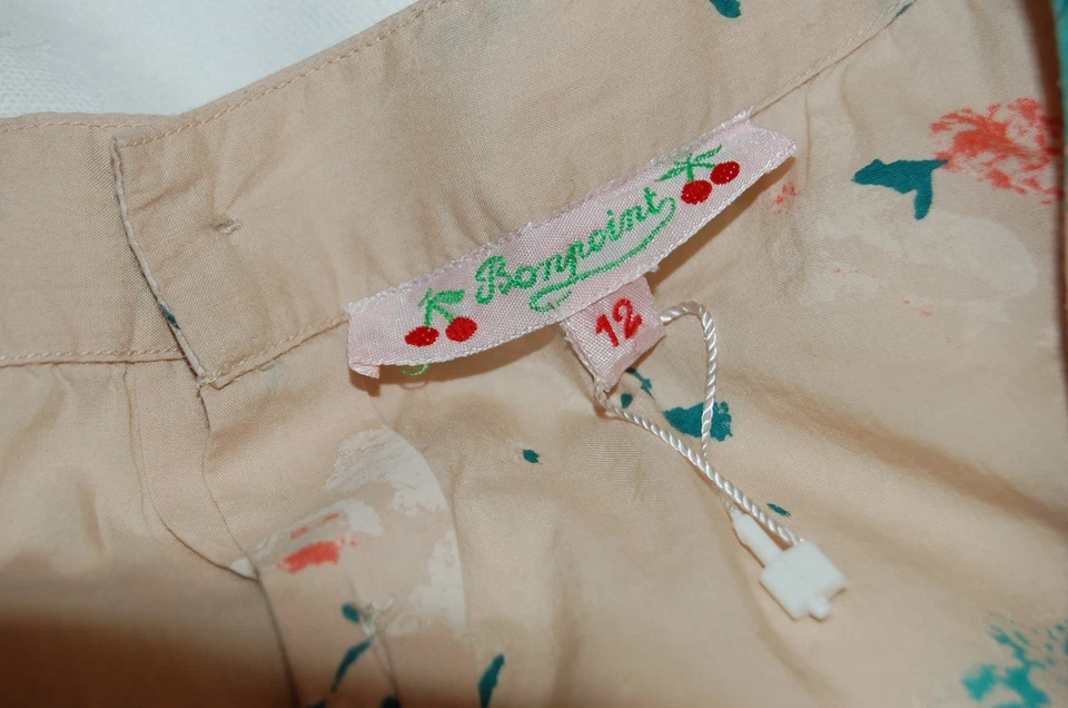 Bonpoint Girls Top Shirt Size 12 Cotton Beige/Turquoise/Orange Short Sleeve - Image 2 of 4