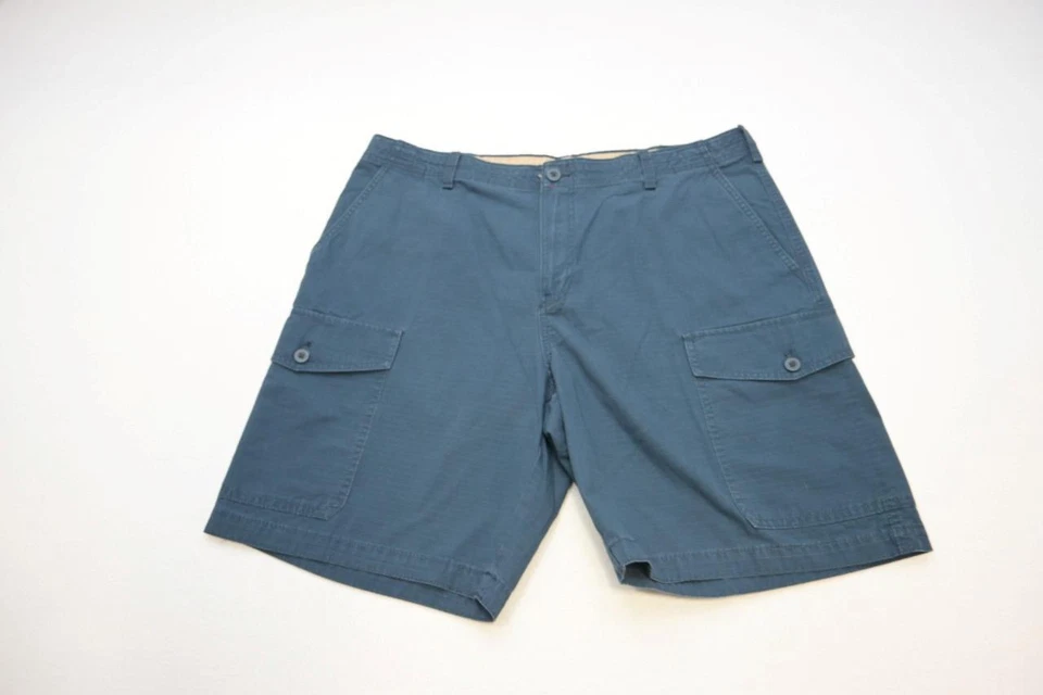 Pantalones Cortos Carga Izod Ripstop Caqui Chino Azul Sueltos Planos Para Hombre Talla 38 Foto 2 de 4