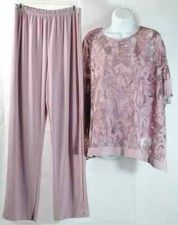 OLEG CASSINI Mother of the Bride Jersey Pantsuit w Illusion Detailed Cape Size 6