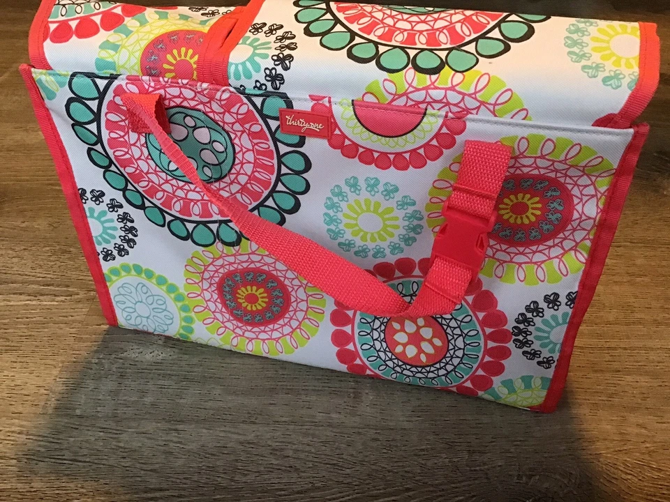 Bolsa de fraldas Thirty One 31 design rosa fofa toalhetes organizadores bolsa viagem de carro - Imagem 4 de 4