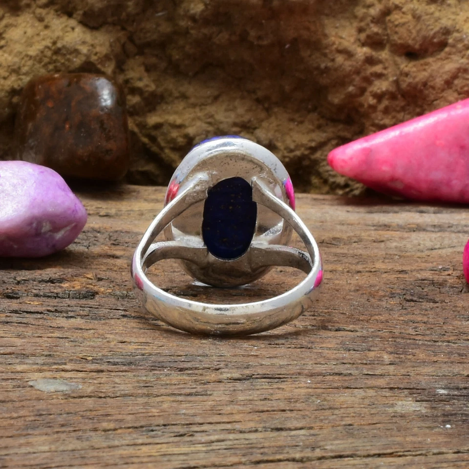 Fantastico Blu Lapislazzuli Gemma 925 Argento Sterling Artigianale Anello - Immagine 3 di 3