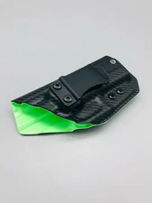 M&P Shield 9/40 4in Black Carbon Fiber & Green Kydex IWB Holster USA Veteran 