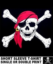 CAMISETA CARIBE PARCHE OJO JOLLY ROGER CALAVERA PIRATA RIENDO HUESOS CRUZADOS WS27