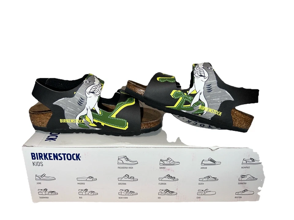 NEW Kids Birkenstock Milano Shark Attack nBlack 8-8.5 Toddler Open-Toe Sandals - Image 4 of 4