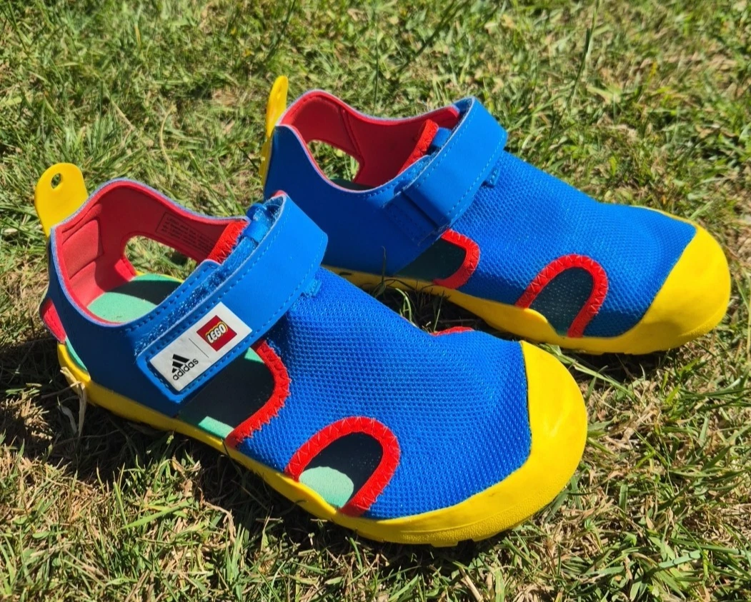 Adidas Captain Toey x LEGO Sandali per Bambini UK 2 Blu Giallo Rosso