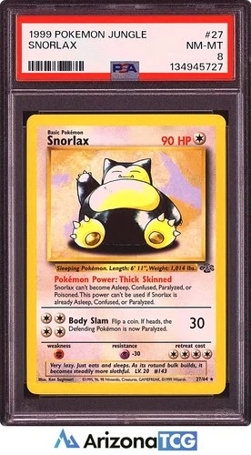 Pokemon 1999 Snorlax 27/64 Jungle PSA 8