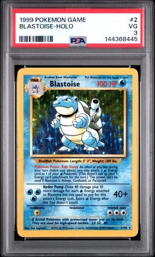1999 POKEMON BASE SET UNLIMITED #2 BLASTOISE-HOLO PSA 3
