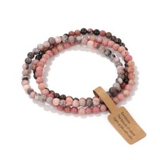 3PCS 4mm Natural Stone Healing Crystal Stretch Beaded Bracelet for Women Jewelry