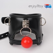 Open Mouth Gag Posture Collar Choker Harness Slave Game Women Men Bondage