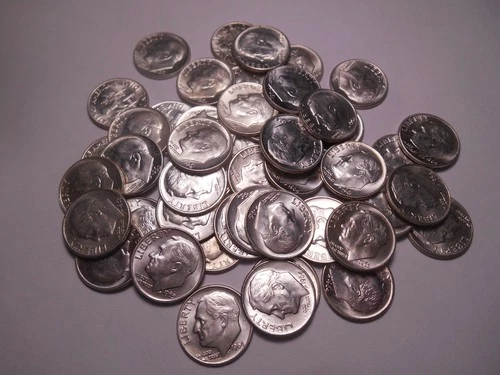 Roll of BU Roosevelt Dimes - 90% Silver - Early 1960's
