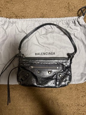 Balenciaga Le City Pouch Black Leather 2WAY Shoulder Crossbody Bag 