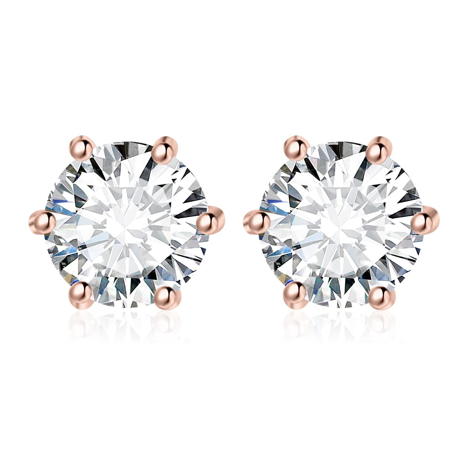 Boucles d'oreilles argent 4ct anti-allergie avec oxydes de zirconium ronds brillants