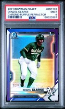 2021 BOWMAN DRAFT CHROME-PURPLE REFRACTOR #BDC128 DENZEL CLARKE 18/250 PSA 9