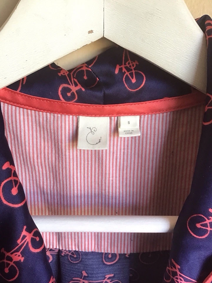 Conjunto de pijama pantalón manga larga satinado sedoso bicicleta azul Eloise Anthropologie para mujer pequeño Foto 3 de 4