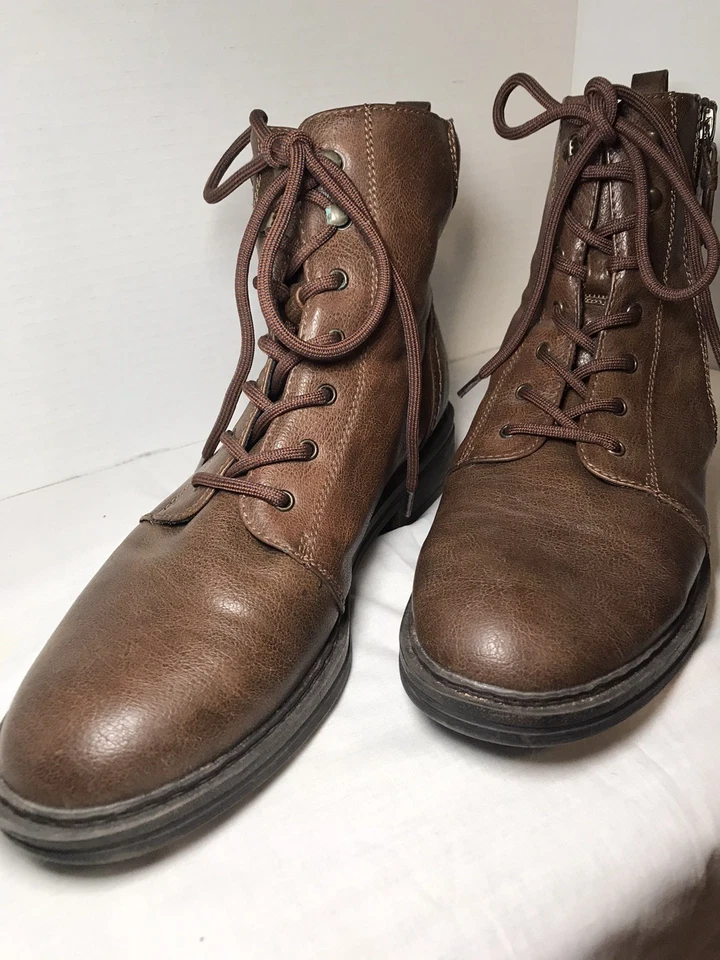 Bartraps AmySue Marrón Con Cordones Cremallera Lateral Botines Mujer 10M Moto Combate Motociclista Foto 4 de 4