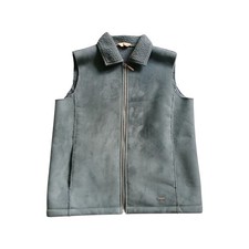 Vintage gilet faux suede blue bodywarmer waistcoat jacket retro Fleece 12 Alice