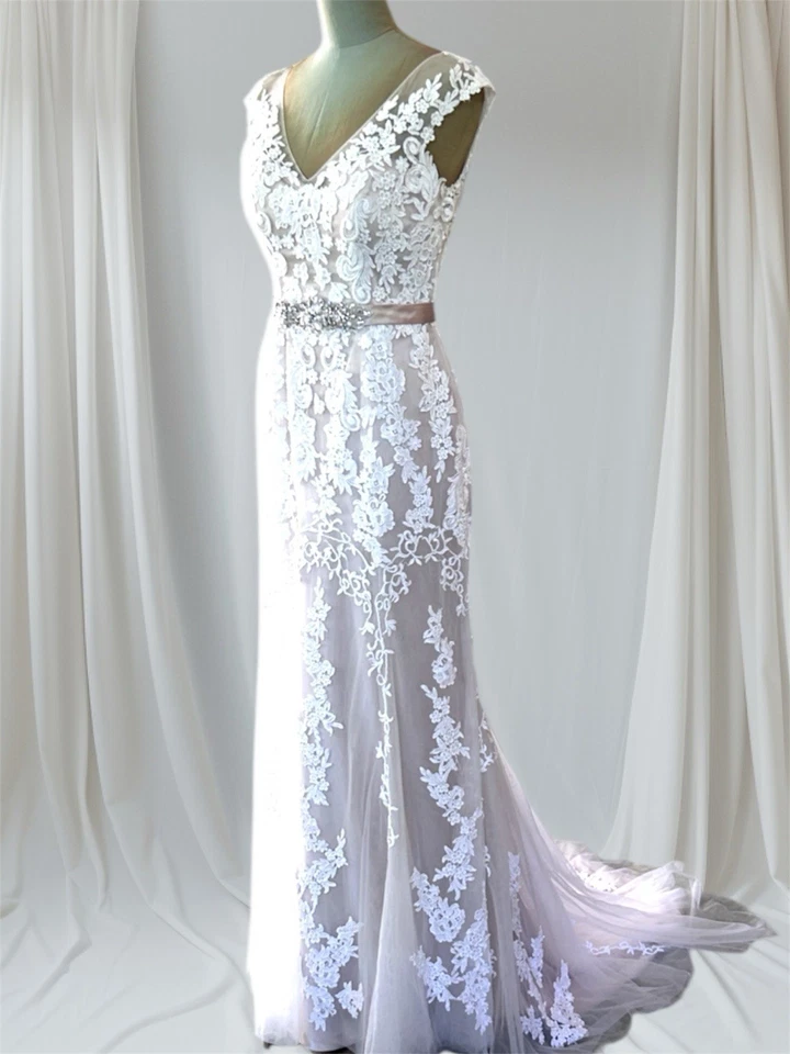 New Maggie Sottero Wedding Dress Lucinda Sz 10 Ivory Cream Mocha $1,680 Retail - Image 3 of 4