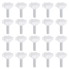 20pcs Star Knob M6 x 20mm Thread 25mm 6-Point Head Stud Hand Clamping Knob White
