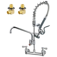 Gdyfdskin Commercial Sink Faucet with Sprayer 8 Inch Center Wall Mount Kitche...