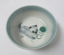 Vintage 1952 Syracuse China Airbrushed Cat Kitten w/Yarn Bowl-EXC!-L@@K!