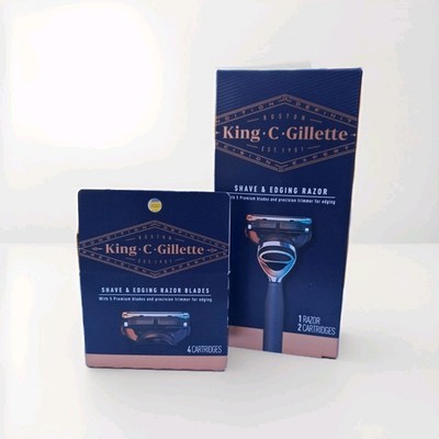 King C. Gillette Men's Neck Razor 5 Blades 4 Cartridges + Razor w/2 cartridges