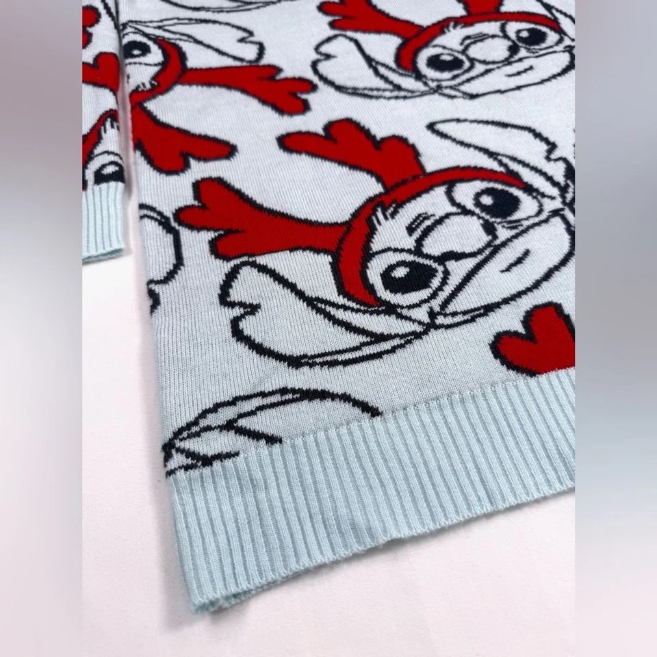 Disney LILO & Stitch 女孩缝线印花针织毛衣连衣裙圣诞节 6/6X — 第 4/4 张图片