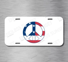 Peace USA Unity Love Freedom America US Flag License Plate Front Auto Tag