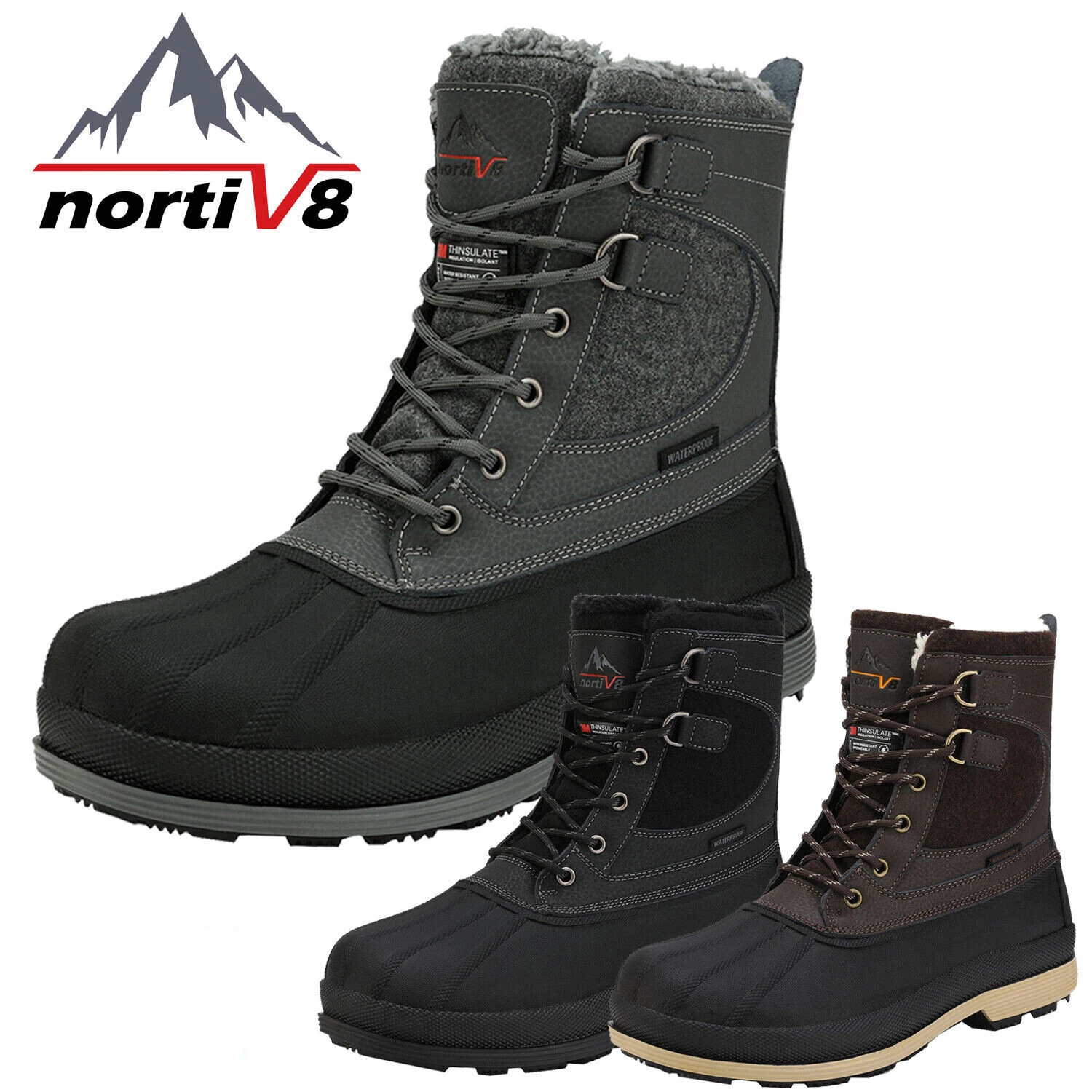 NORTIV 8 Men's Snow Boots Insulated Waterproof Rugged Duty Outdoor Winter Boots
Opens in a new windo
