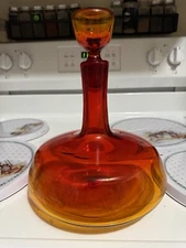 Blenko 565 Wayne Husted Decanter - Tangerine