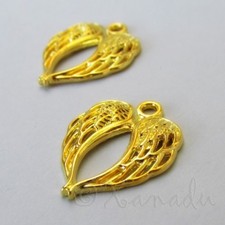 Angel Wings Charms 22mm Gold Plated Angel Pendants C2590 - 10, 20 Or 50PCs